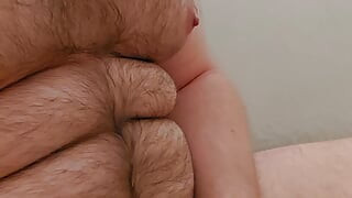 Stroking my white cock in the bathroom