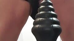 Brutal 92mm anal destroyer in stages in a full anal insertion staying inside like a plug dilating the anus for the following sta