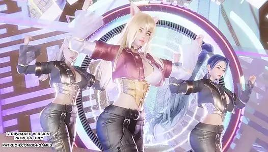 MMD - KARD - GUNSHOT - Ahri, Kaisa и Evelynn, сексуальная Kpop, Танцевальная лига легенд, хентай без цензуры, 4K 60FPS
