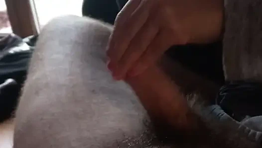 Asian Red Nails Couch Tease & Dry Edging - POV TV Handjob with Creamy Finish