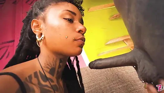 Ebony Interracial Deep Fuck, BJ, Facial Cumshot