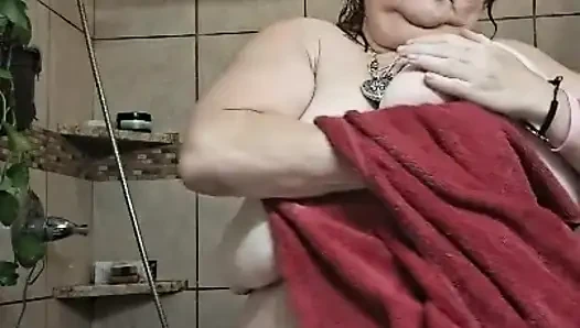 After a Hot Sshower Nurse Vicki Dries off and Does Some Other Grooming