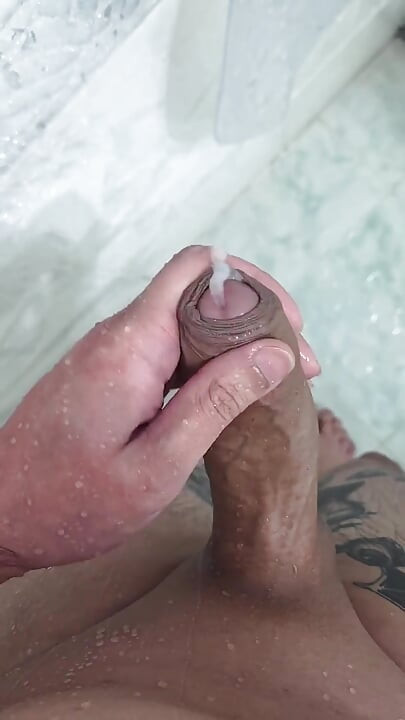 A Horny Young Man Cums in the Shower