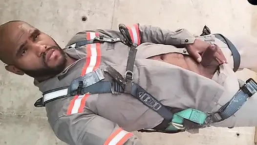 Alone in construction excited with PPE