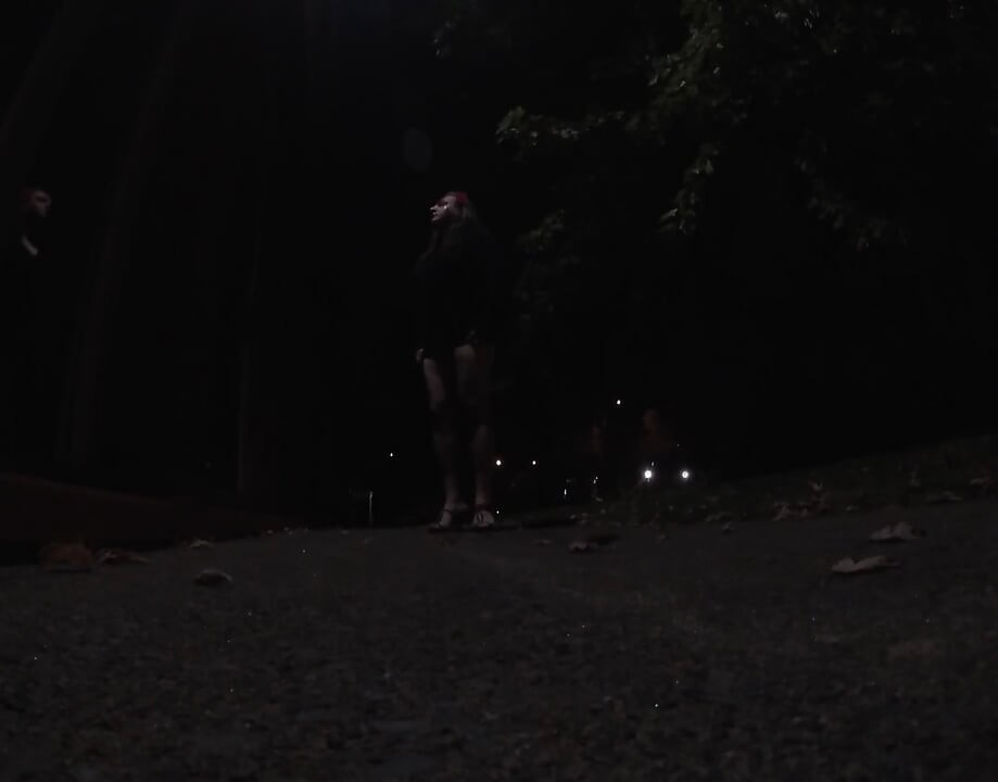 Transvestite Sissy whore is out and about at night .