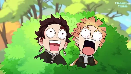 Kanroji mitsuri lagi asik ngentot lubang pantatnya pakai dildo (tanjiro dan zenitsu lagi asik nonton) anime bokep hentai siluman slayer
