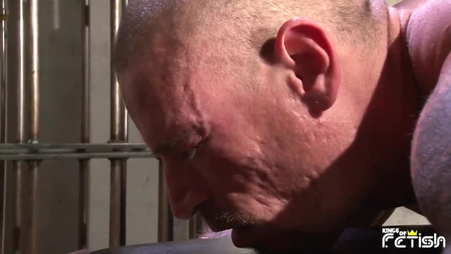 Muscular older man gets his asshole pounded deep and creampied by a young dude with pierced cock