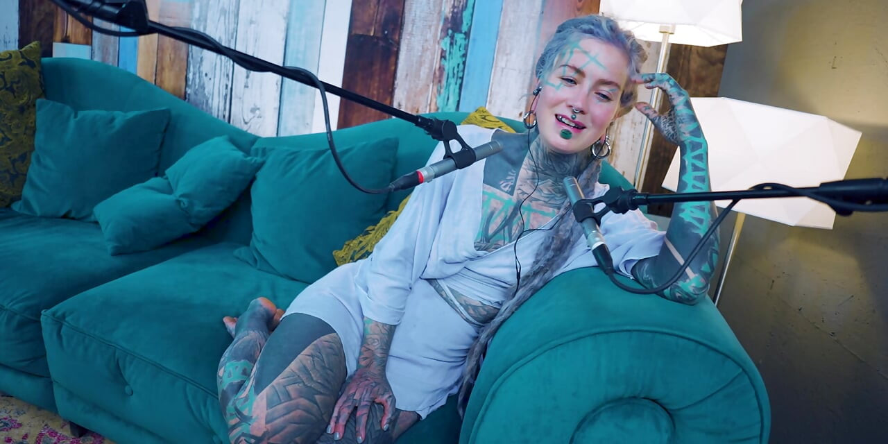 I talk about F - Fear - ASMR podcast SFW talking goth skinny girl dreadlocks tattoo model inked girl