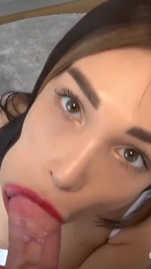 Juicy blowjob with red lips and cum shot in my mouth swallowing cum | Clip 1