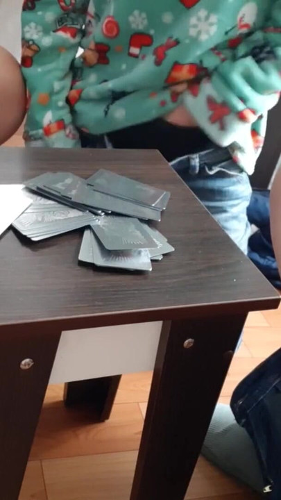 A card game turned into a hot lesbian threesome | Clip 1