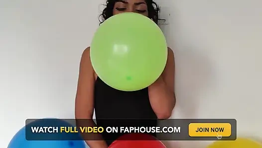 Petite Latina Looner Gets Colorful Balloon Therapy Massage