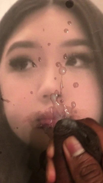 Cute Chinese girl cum on lips