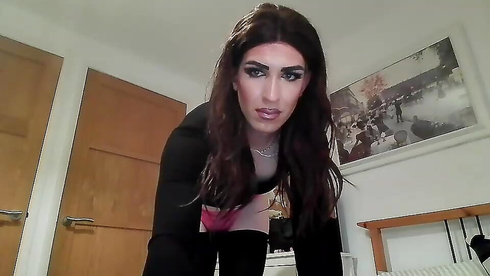 Sissy crossdresser swallows her cum