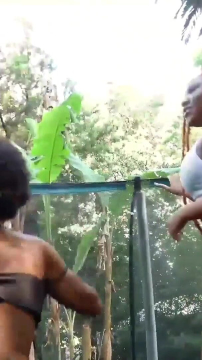 BIG TITS Black Besties play outdoors then gets exposed in Lesbian Dildo Anal Fucking | Clip 1