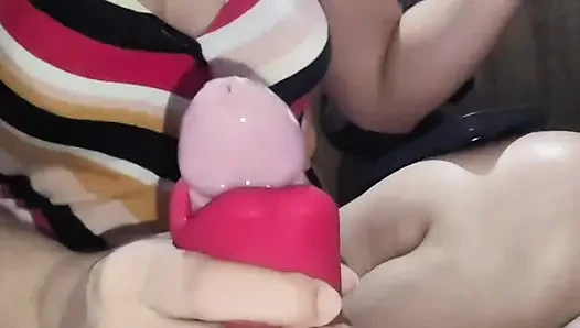 POV - Big cock and hot brunette wanking of greedy pussy