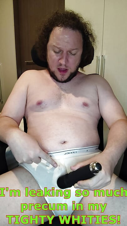 Verbal tease and cum in white Jockey Y-front full rise briefs