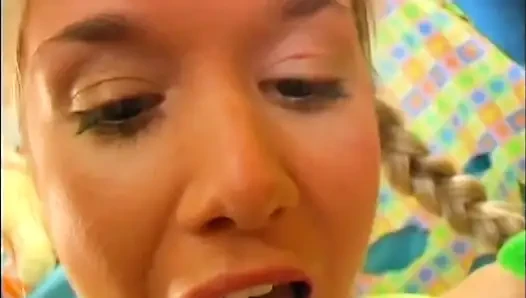 Two Horny Lesbian Teens Play with a Double Dildo in Their Pussy