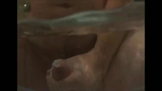 Underwater cumshot in public pool