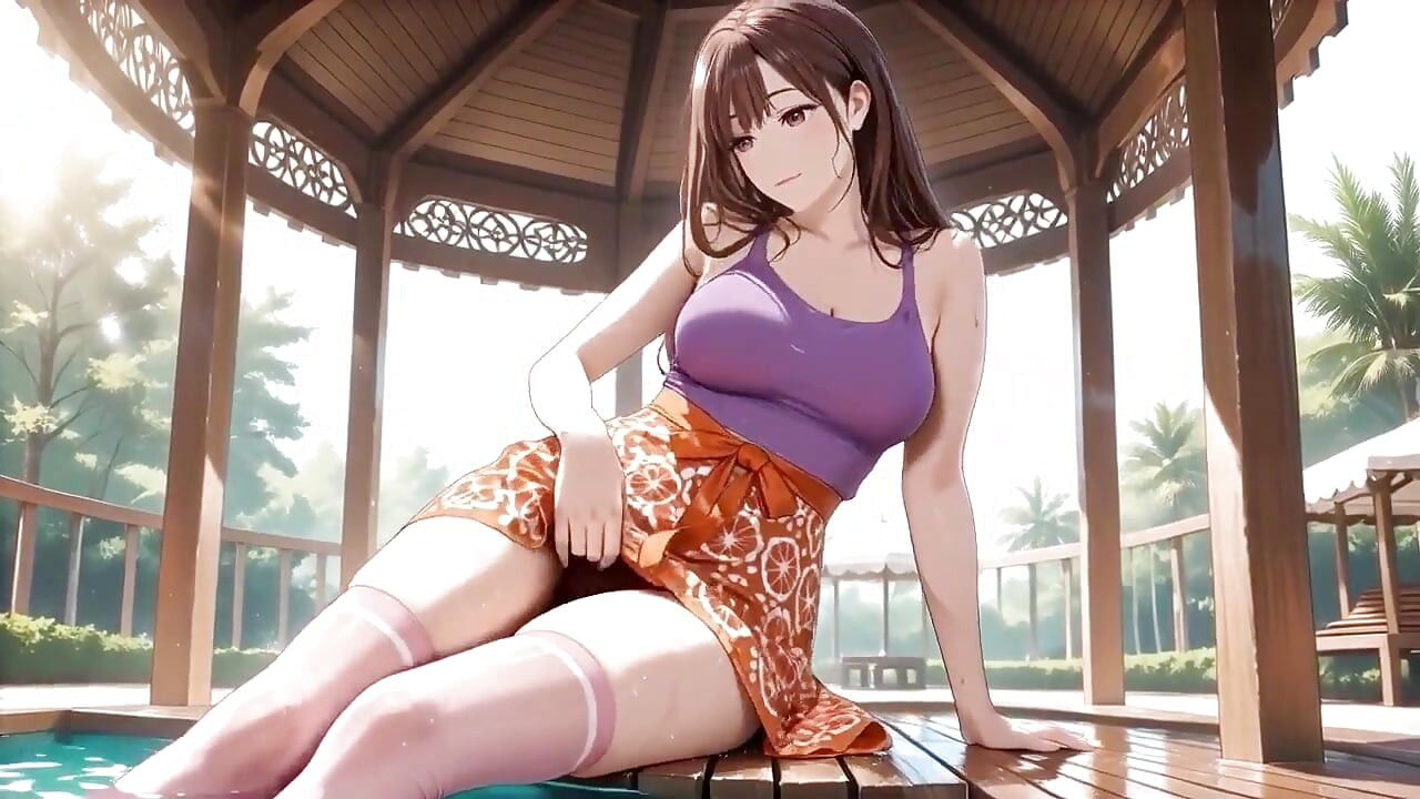 巨乳変態美女が熱帯のポーチで情熱的に跳ねる - びしょ濡れ!