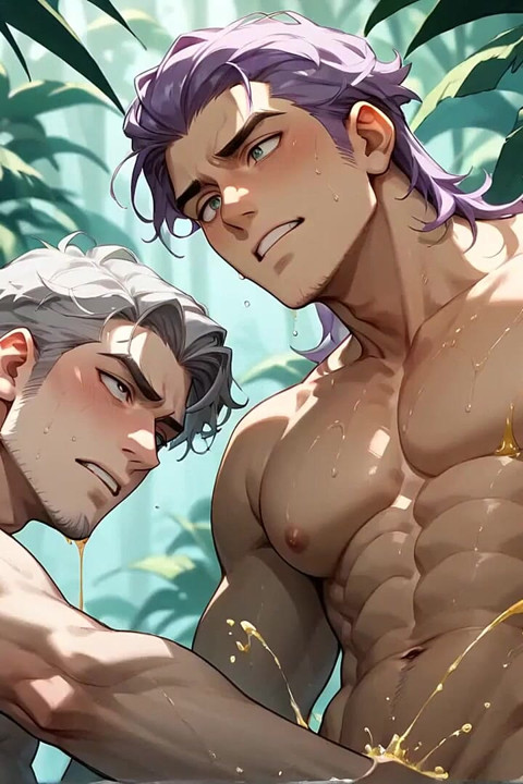 Jungle Fellows Flex Their Muscles as Their Butts Juggle in the Rainforest. Enjoy a White Pearly Gay XXX Load!