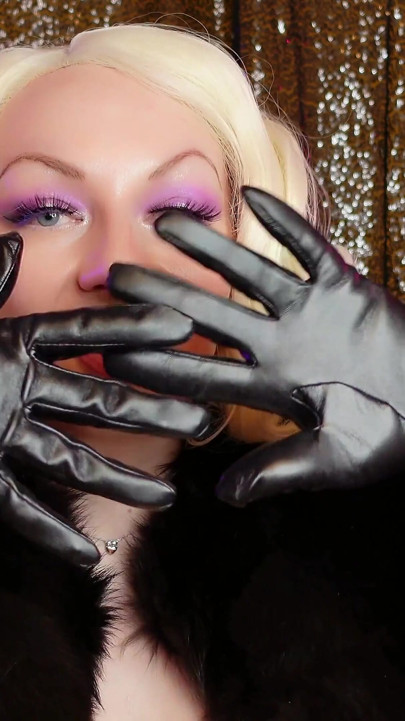 Leather gloves and fur fetish ASMR video by Arya Grander