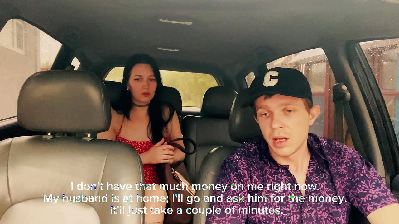 Wife cheating with a taxi driver in the car outside the house
