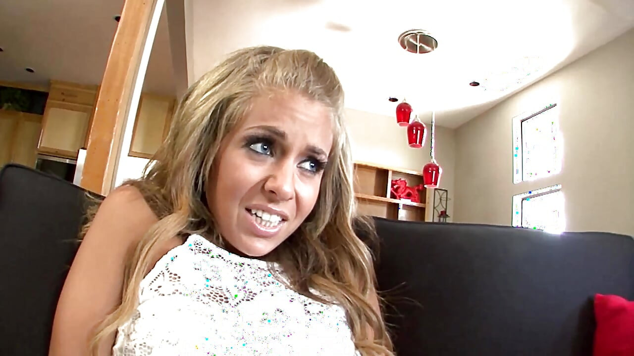 Sexy young blonde slut takes a massive cock