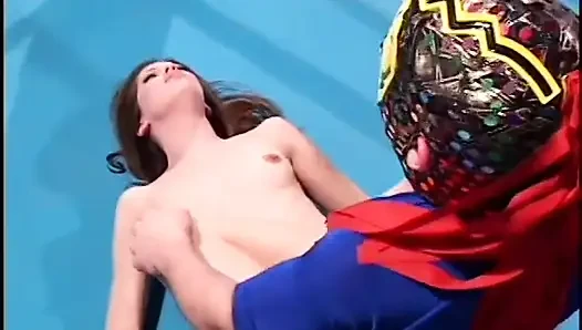 Midget wrestler gets fucked and rode by the brunette babe