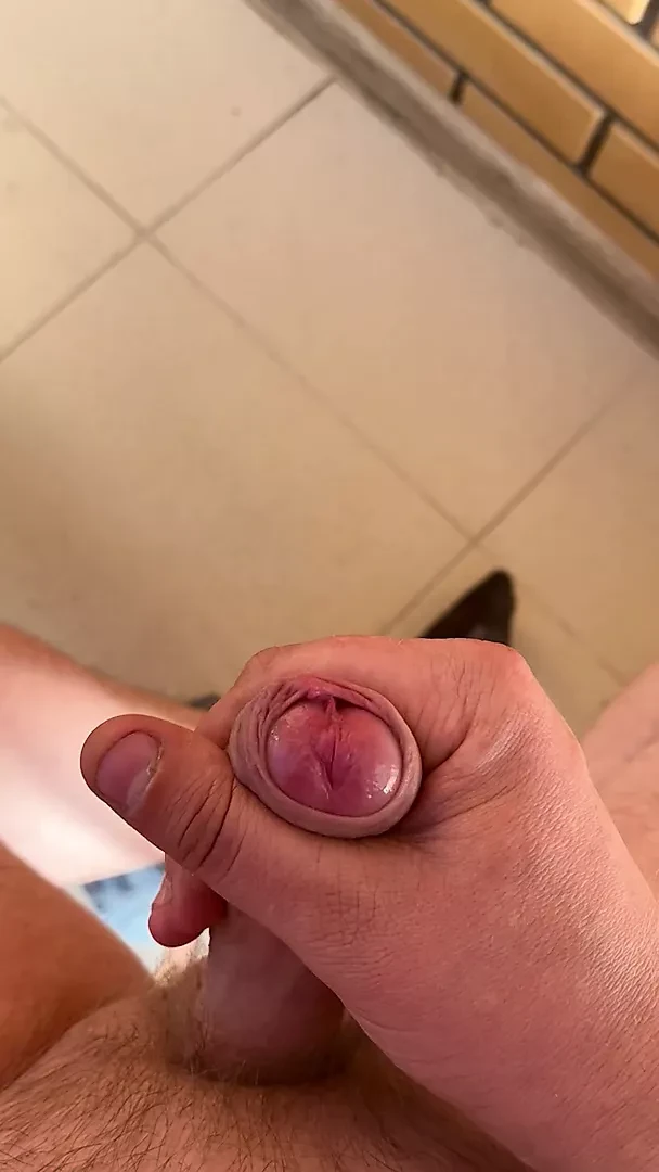 Cum close up from a small penis