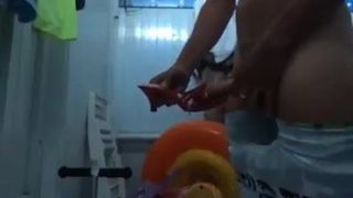 Cum on the shoes of a strange in the changing room 8
