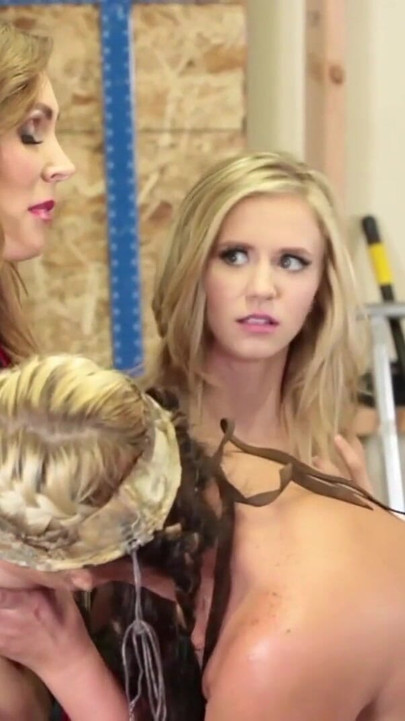 Emotional moment from "Cosplaying lesbians take advantage of the new blonde by starting a threesome filled with eating ass and scissoring"