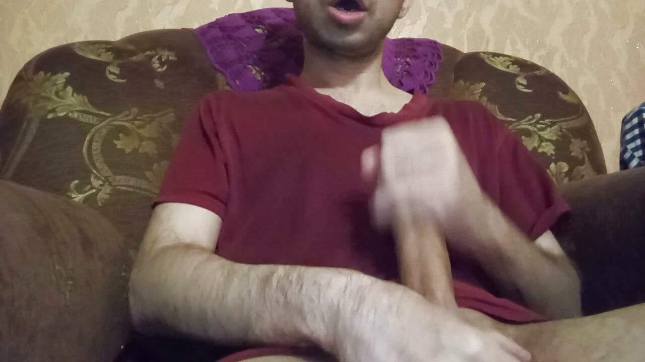 Horny Straight Man Jerking Big Cock. Solo Male Masturbation