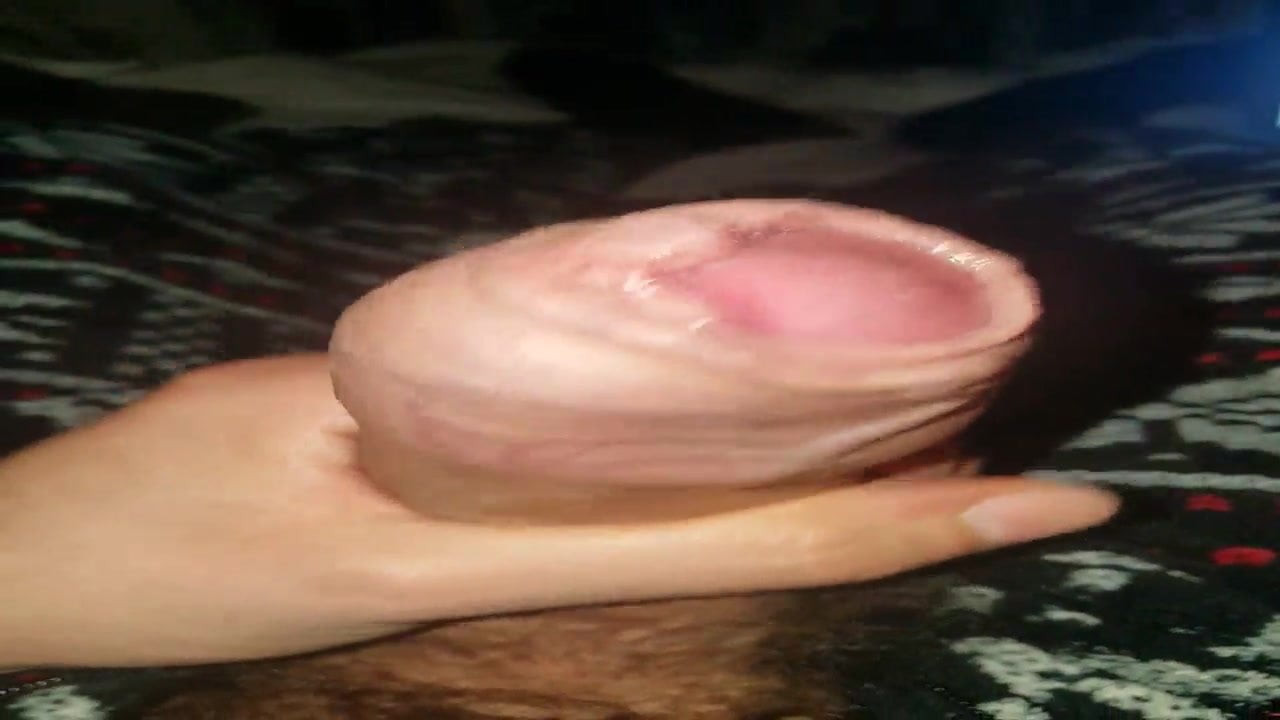 Playing with my big cock and pre cum