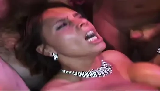Mature Brunette Stretched Wide in Sloppy Group Fisting Frenzy