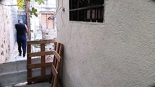 I have sex with my neighbor while my cuckolded husband isn't looking out the window. My neighbor has a big penis.