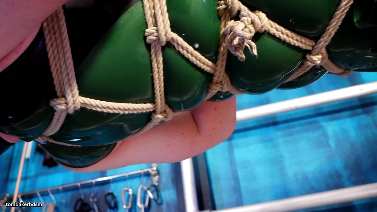 The Chastity Slave Is Bound in Ropes and Tormented with Feet