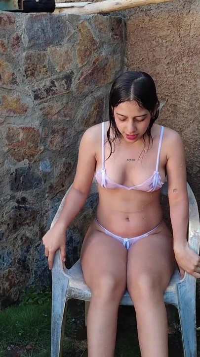 Memorable moment from "Jasmine wears see through clothes and gets wet"