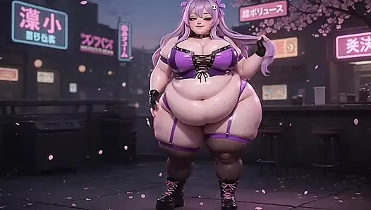 İri güzel kadın anime hatun mor tangayla büyük götünü sallıyor