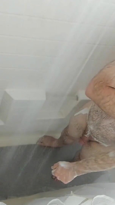 Solo Shower Shower And Masturbation For RedQueen's Hairy Bear Hubby | Clip 1