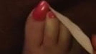 English Rose in Stockings with long toe nails