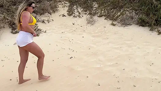 Girl Is Wetting White Short Outdoor so Desperate