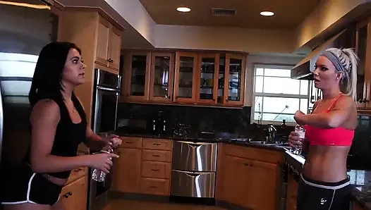 Horny brunette gets her pussy licked by a real professional lesbian