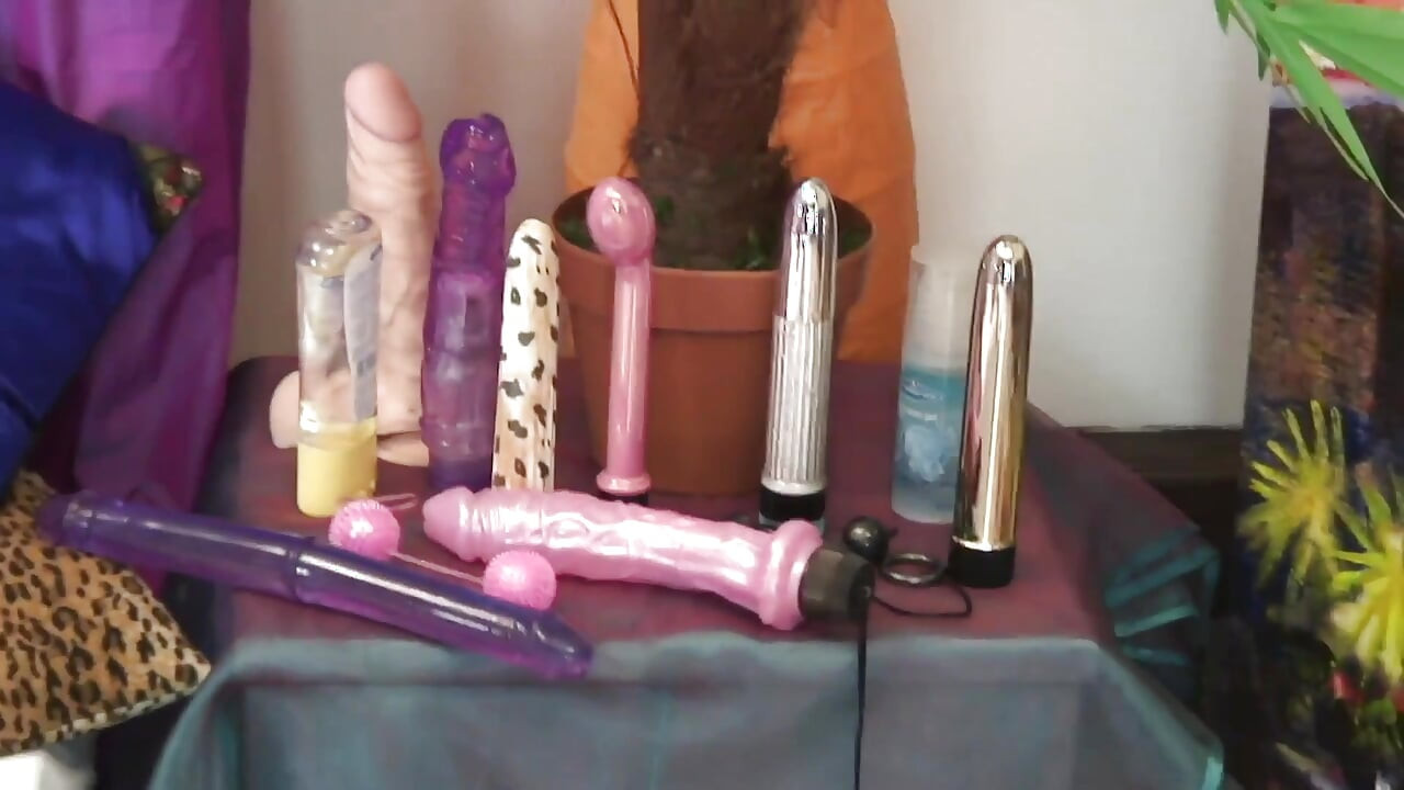 These two beautiful grannies with tight pussy and small tits moan and cum while masturbating with big dildos