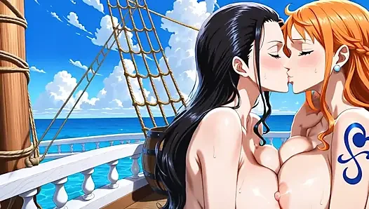 One Piece - Nico robin isst Mamas muschi und arsch und fingert sie dann