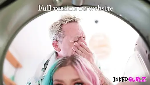 Inked Gurlz - A Tattooed Girl Get Anal by the Washing Machine