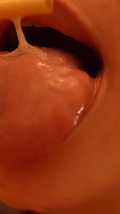 I’m Sucking and Licking a Popsicle, Playing with It Using My Lips and Mouth.