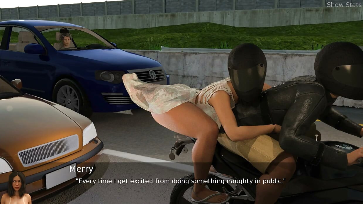 Project Hotwife - Gameplay - Rollespill - Kona viser seg frem mens hun kjører på sykkel
