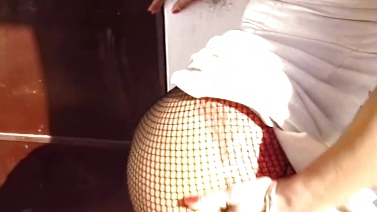 Fishnet Brunette Rides Hard Cock in Bedroom