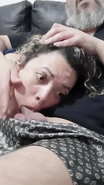 Captivating moment from "Stepmother ends up falling resting on her stepson's lap and he sticks his dick in her mouth until"