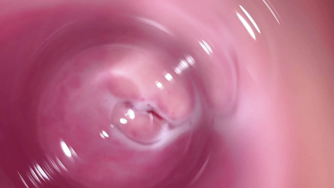 Camera deep inside Mia's teen creamy pussy